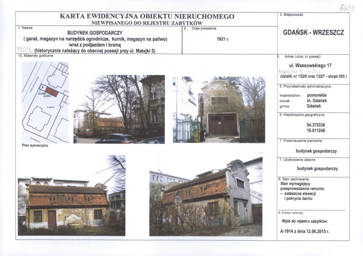 KEZN - Karta obiektu niewpisanego do rejestru, skan nr 1