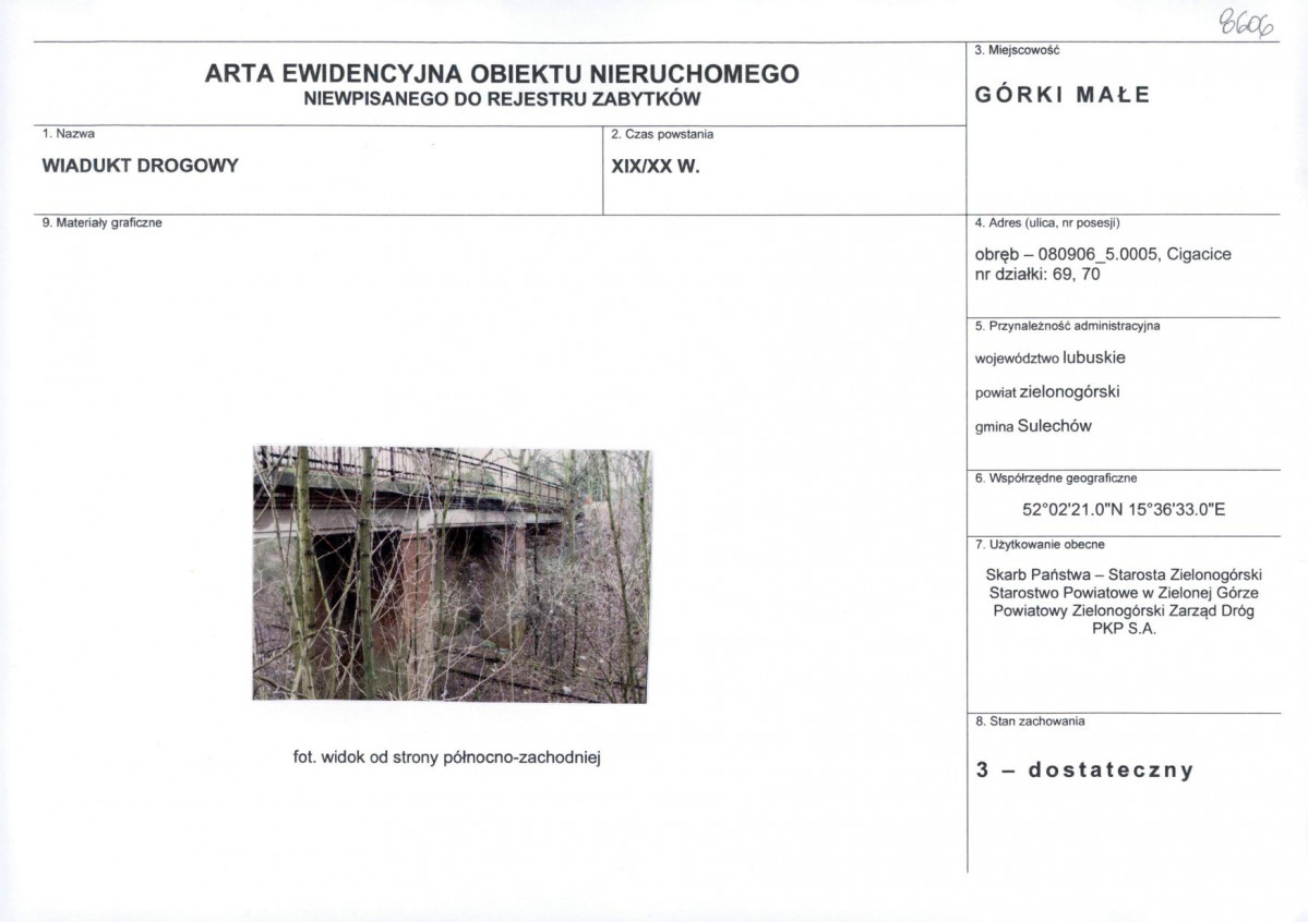 Karta obiektu niewpisanego do rejestru, skan nr 1