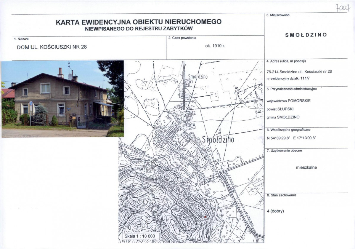 Karta obiektu niewpisanego do rejestru, skan nr 1