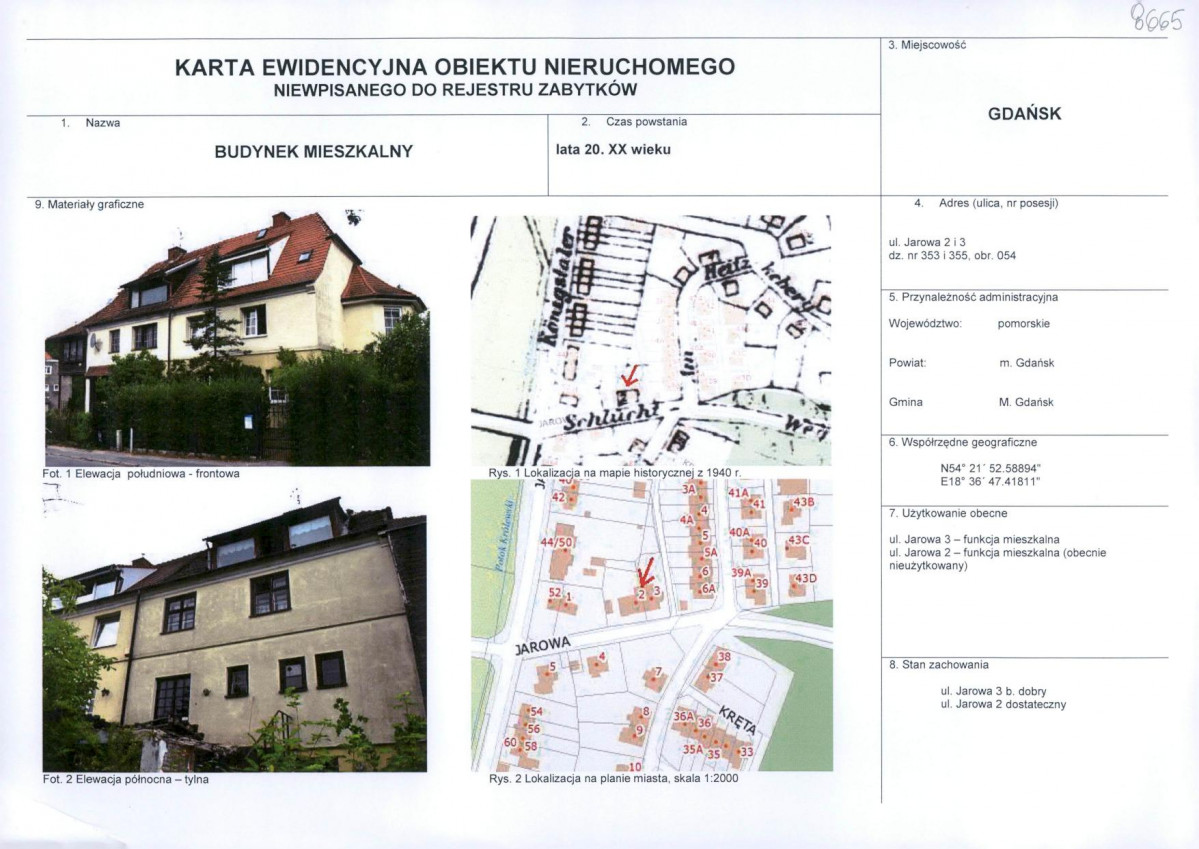 Karta obiektu niewpisanego do rejestru, skan nr 1
