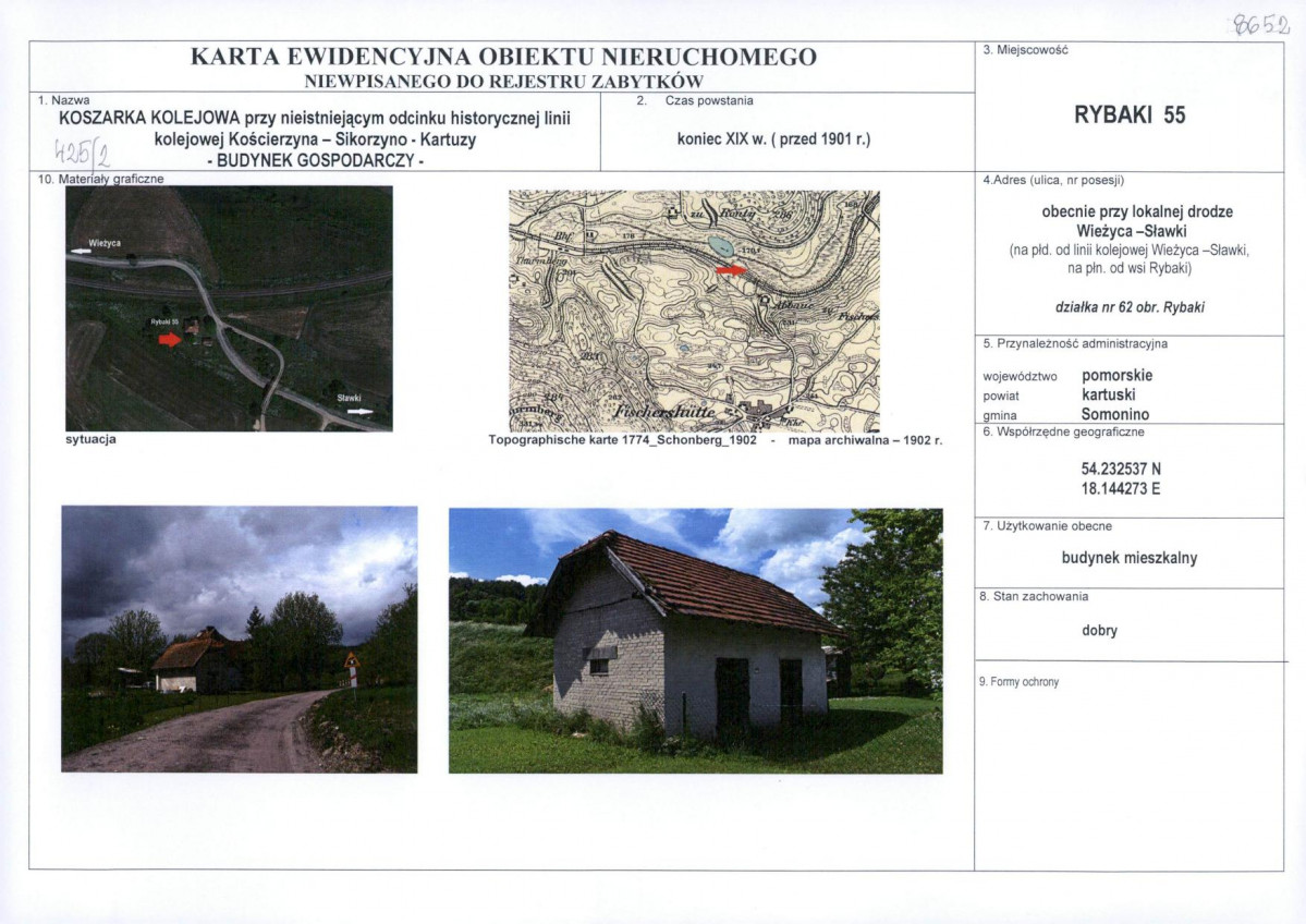 Karta obiektu niewpisanego do rejestru, skan nr 1
