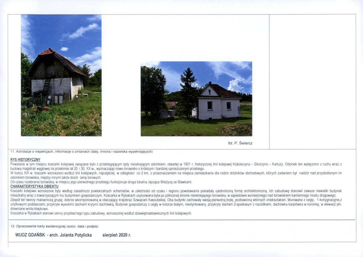 Karta obiektu niewpisanego do rejestru, skan nr 2