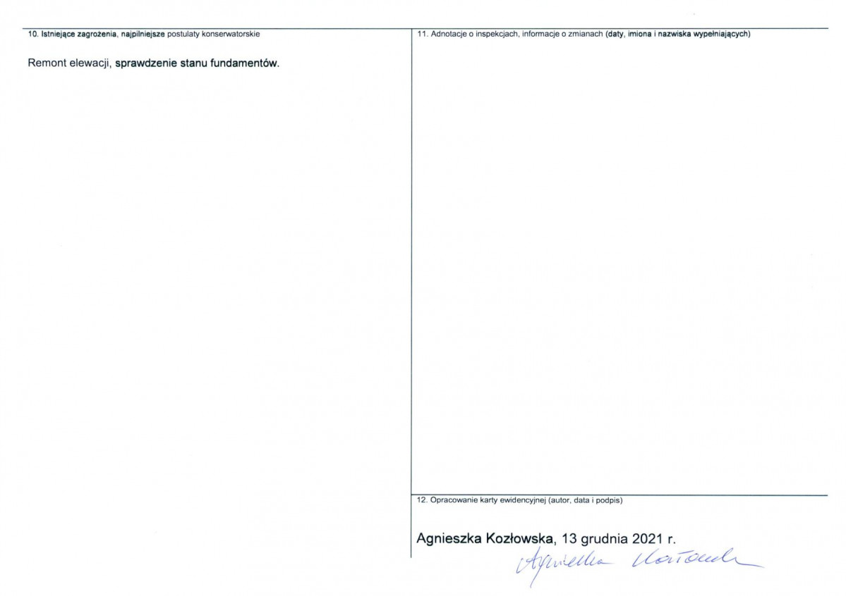 Karta obiektu niewpisanego do rejestru, skan nr 2