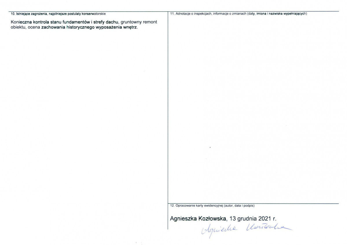 Karta obiektu niewpisanego do rejestru, skan nr 2