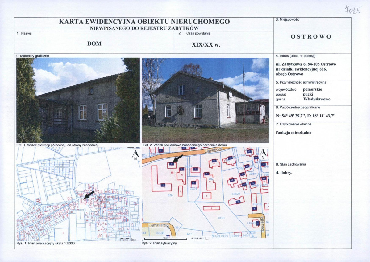 Karta obiektu niewpisanego do rejestru, skan nr 1