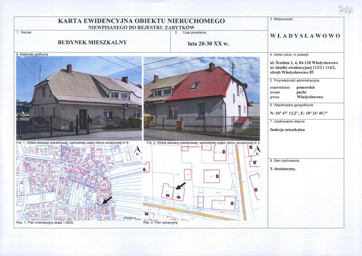 Karta obiektu niewpisanego do rejestru, skan nr 1