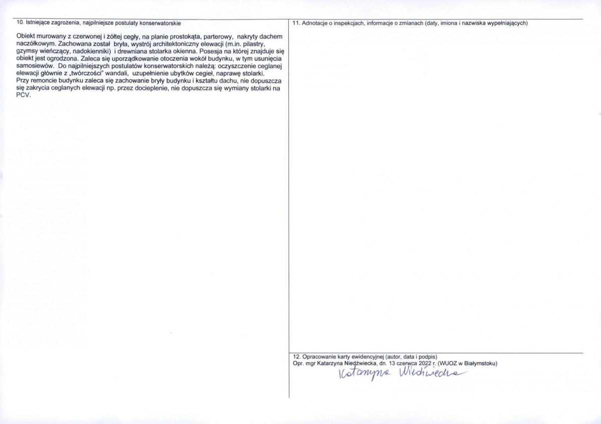 Karta obiektu niewpisanego do rejestru, skan nr 2