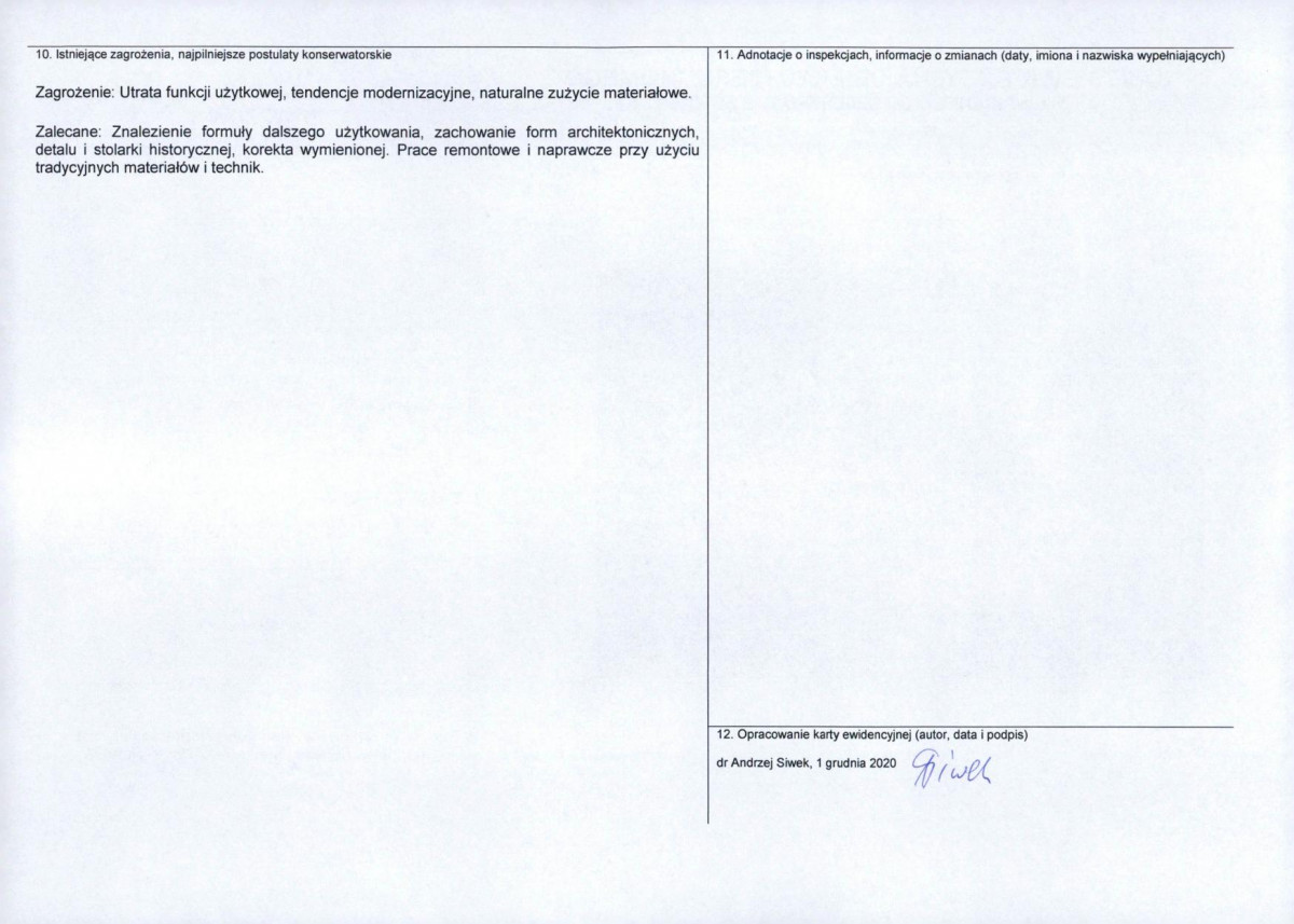 Karta obiektu niewpisanego do rejestru, skan nr 2