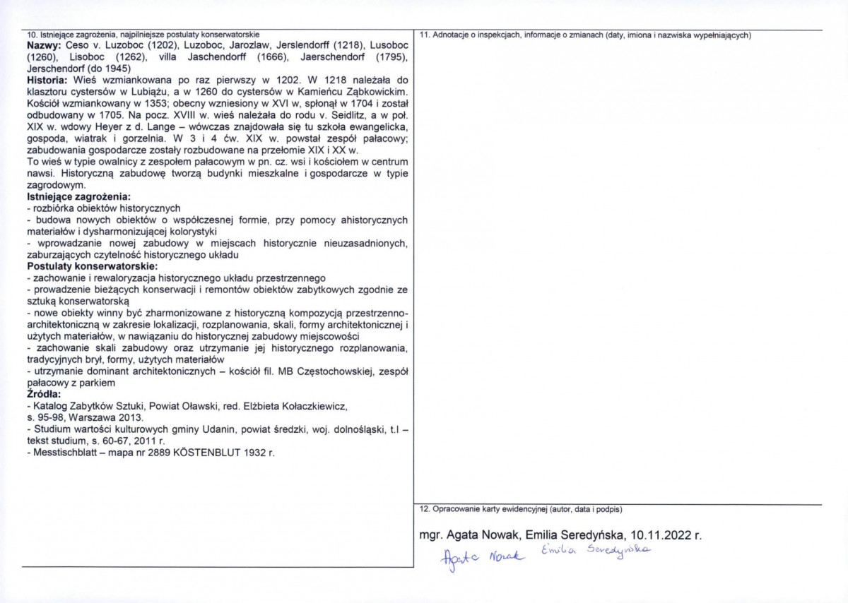 Karta obiektu niewpisanego do rejestru, skan nr 2