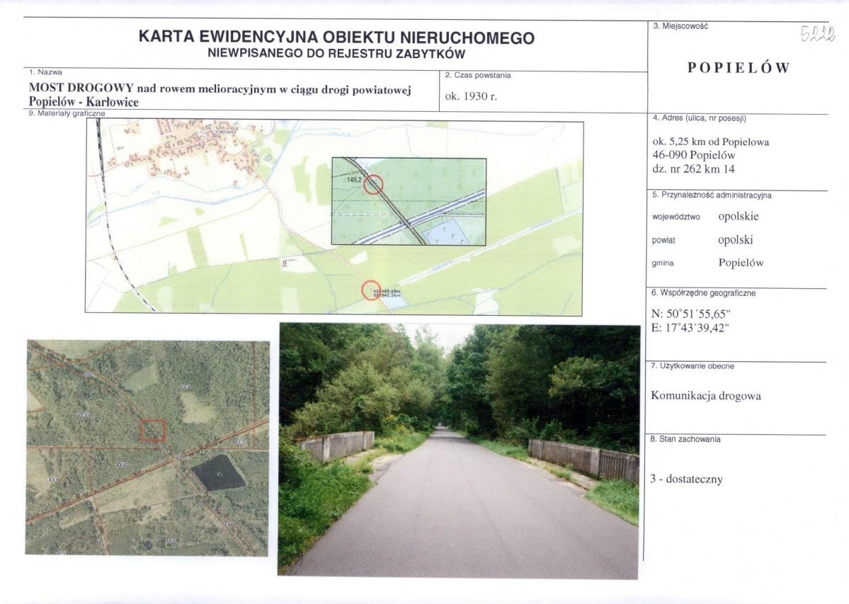 Karta obiektu niewpisanego do rejestru, skan nr 1