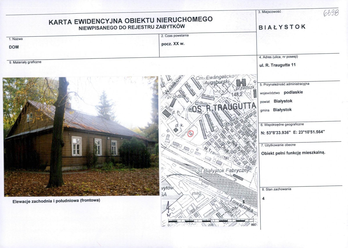 Karta obiektu niewpisanego do rejestru, skan nr 1