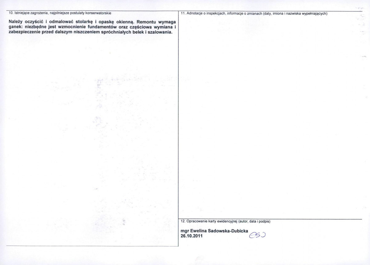 Karta obiektu niewpisanego do rejestru, skan nr 2