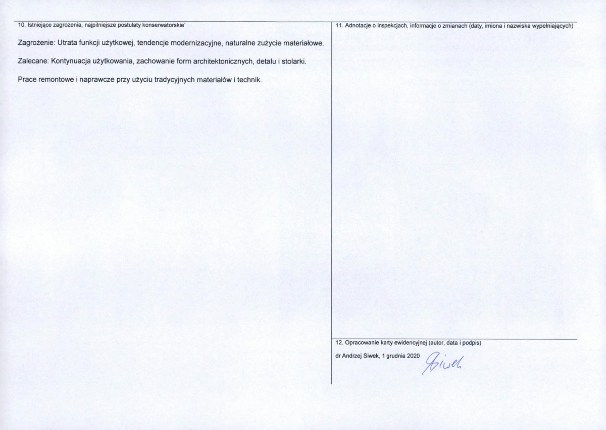 Karta obiektu niewpisanego do rejestru, skan nr 2