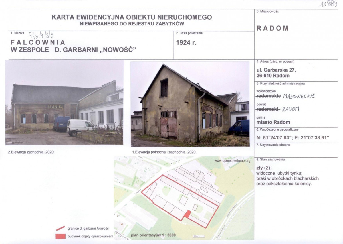 Karta obiektu niewpisanego do rejestru, skan nr 1