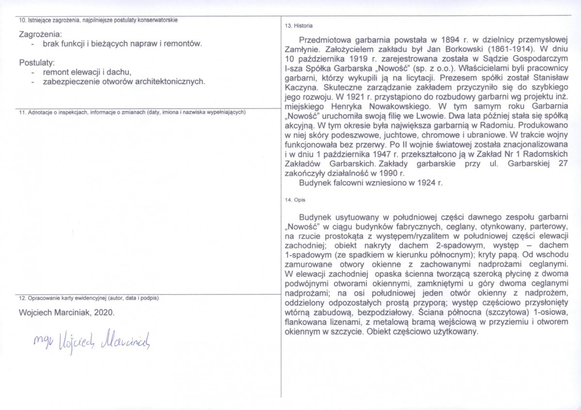Karta obiektu niewpisanego do rejestru, skan nr 2