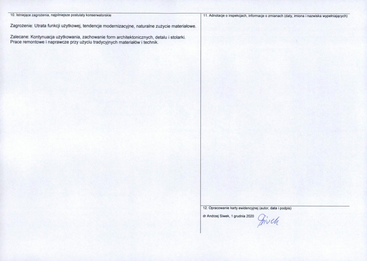 Karta obiektu niewpisanego do rejestru, skan nr 2