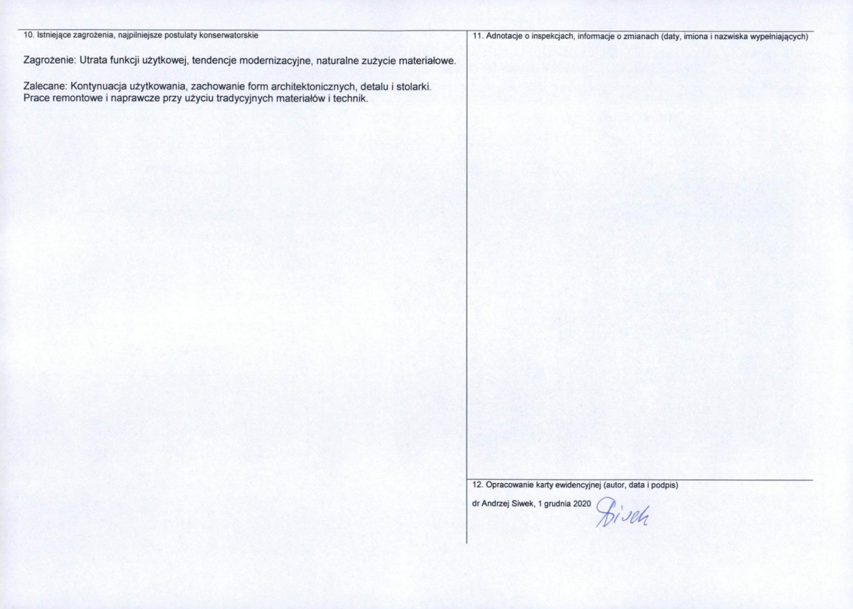 Karta obiektu niewpisanego do rejestru, skan nr 2