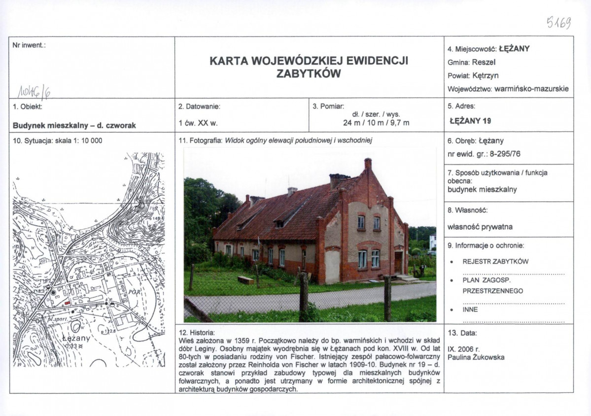 Karta obiektu niewpisanego do rejestru, skan nr 1