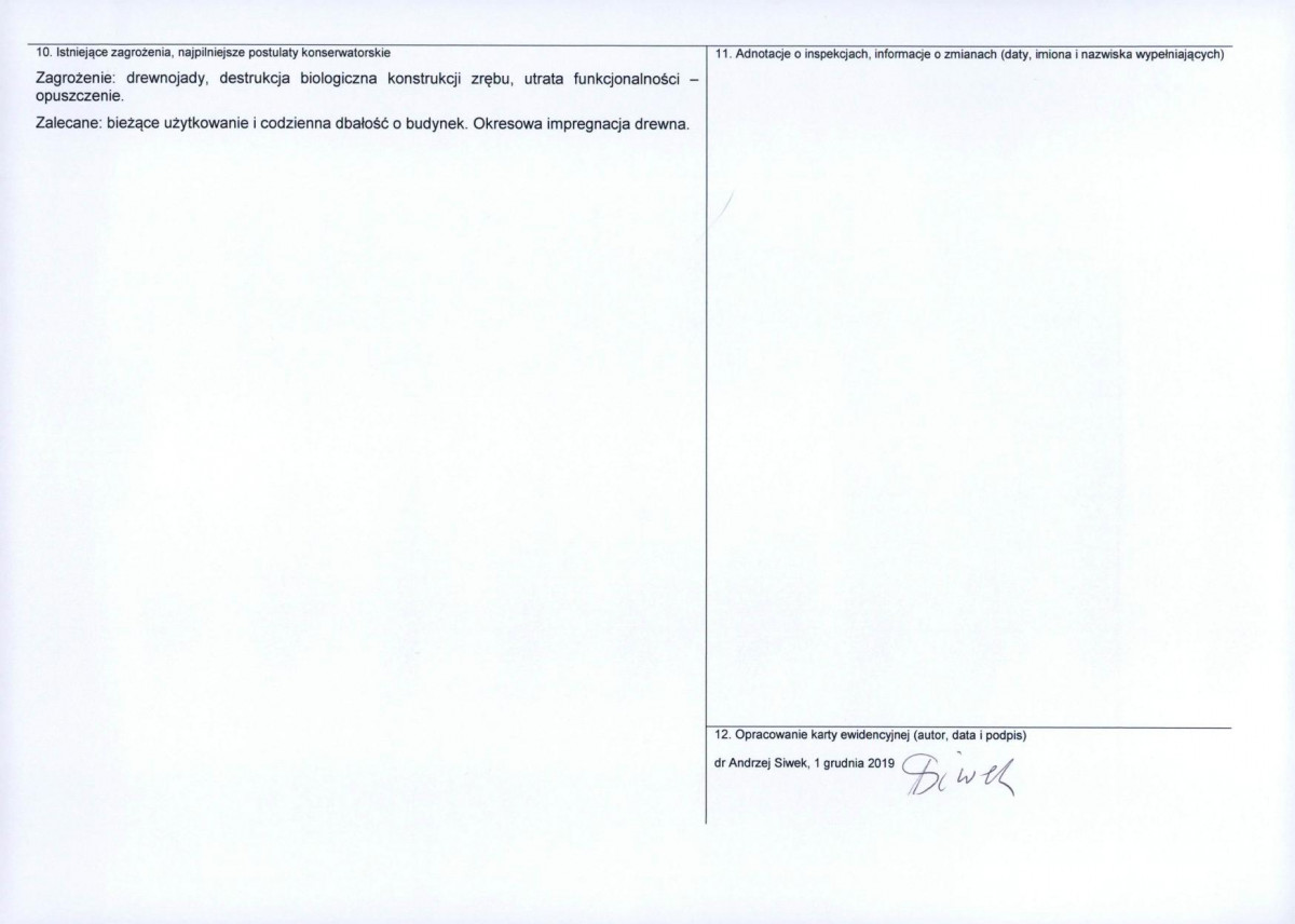 Karta obiektu niewpisanego do rejestru, skan nr 2
