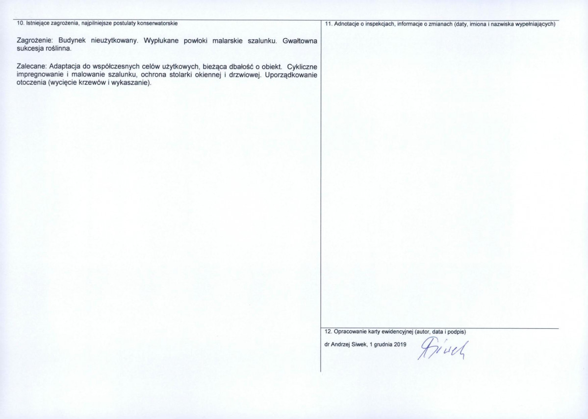 Karta obiektu niewpisanego do rejestru, skan nr 2