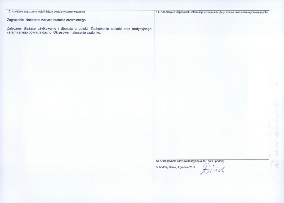Karta obiektu niewpisanego do rejestru, skan nr 2