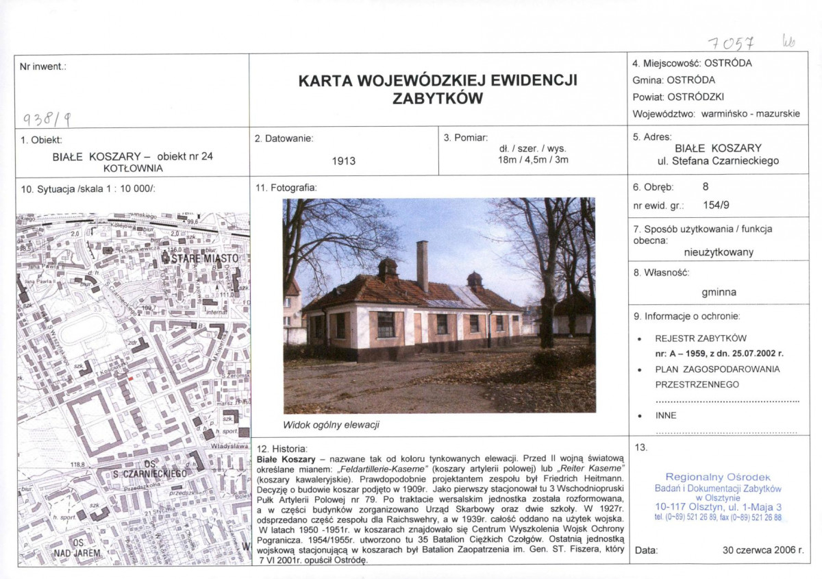 Karta obiektu niewpisanego do rejestru, skan nr 1