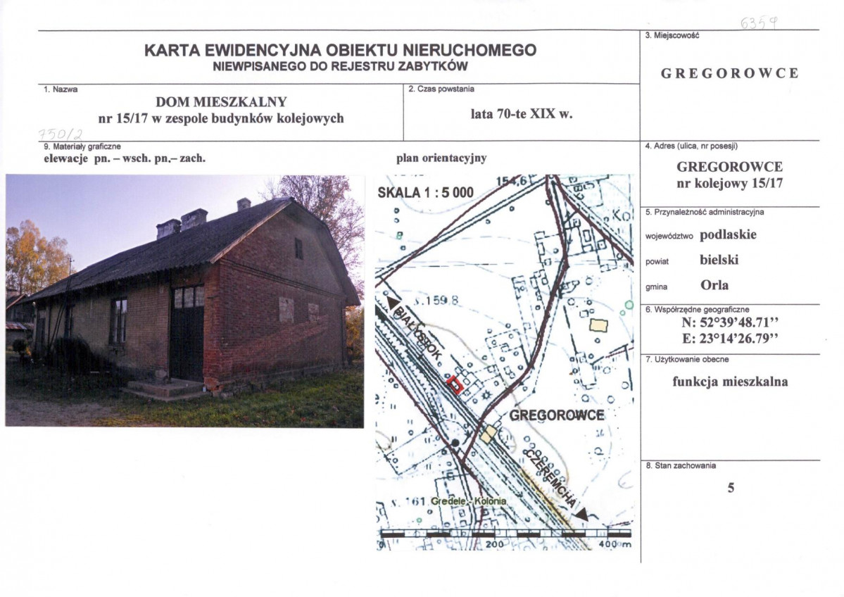 KEZN - Karta obiektu niewpisanego do rejestru, skan nr 1
