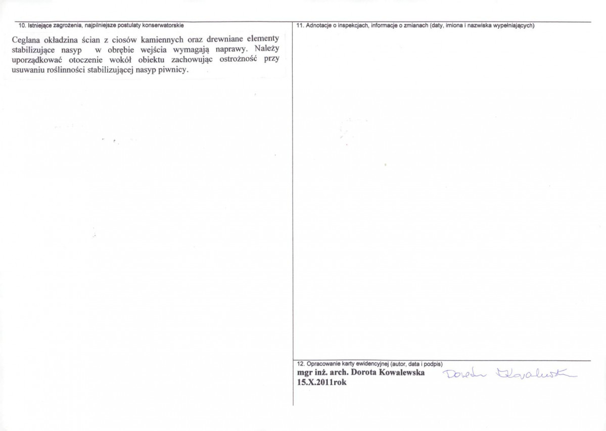 KEZN - Karta obiektu niewpisanego do rejestru, skan nr 2