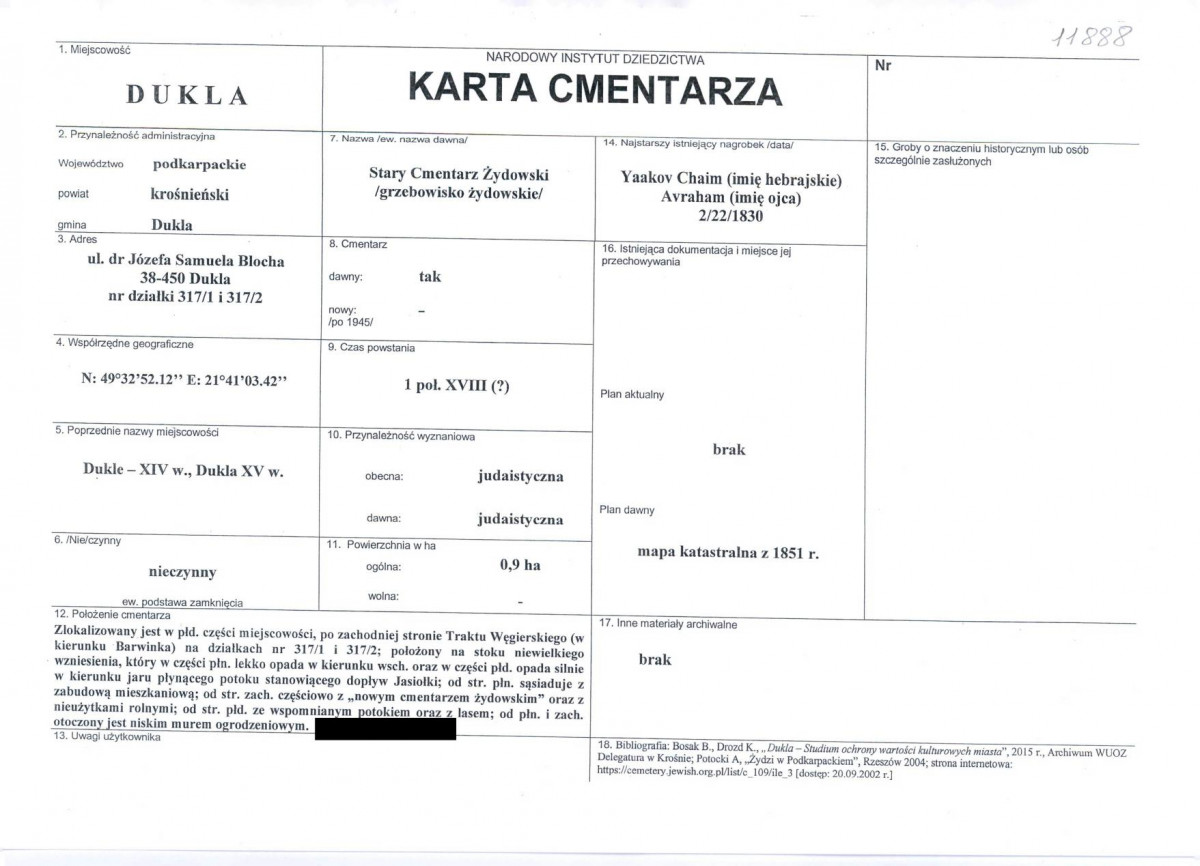 KC - Karta cmentarza, skan nr 1