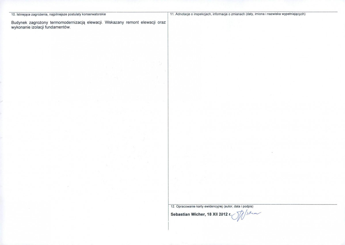 Karta obiektu niewpisanego do rejestru, skan nr 2