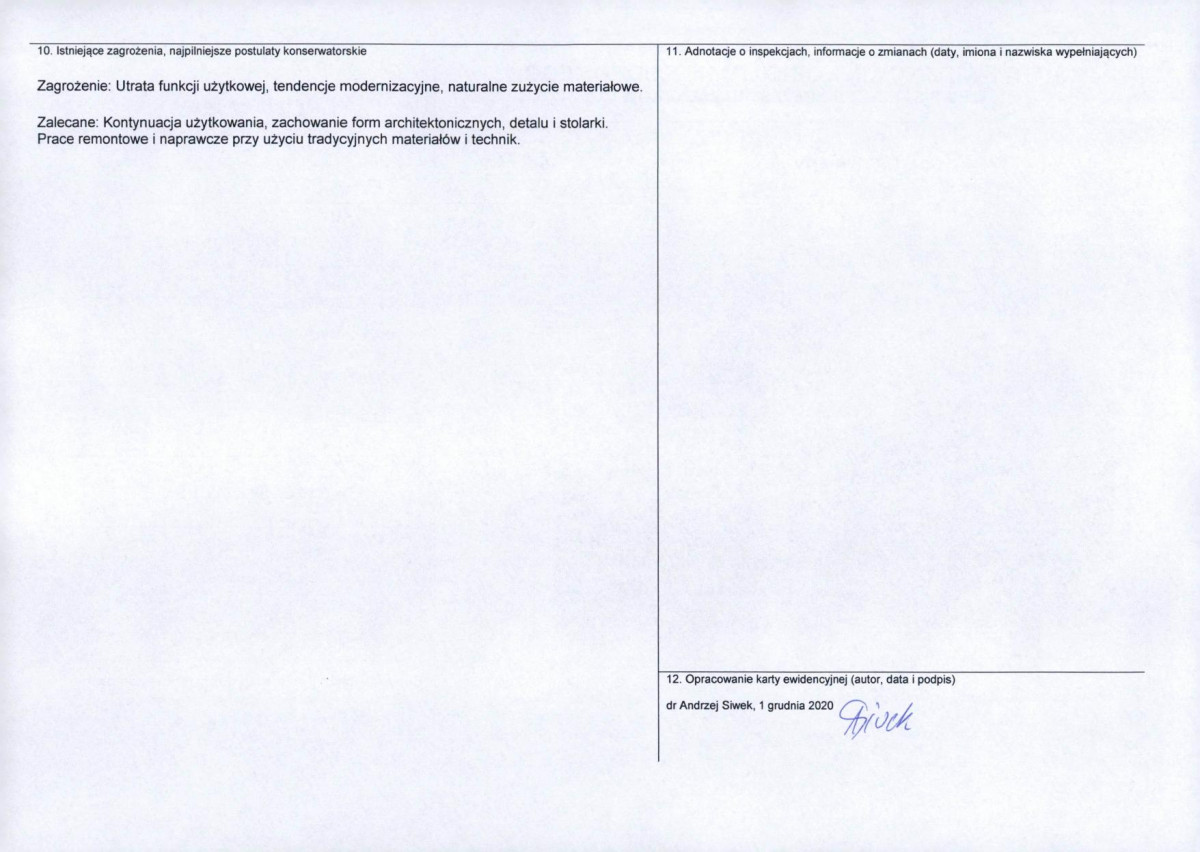 Karta obiektu niewpisanego do rejestru, skan nr 2