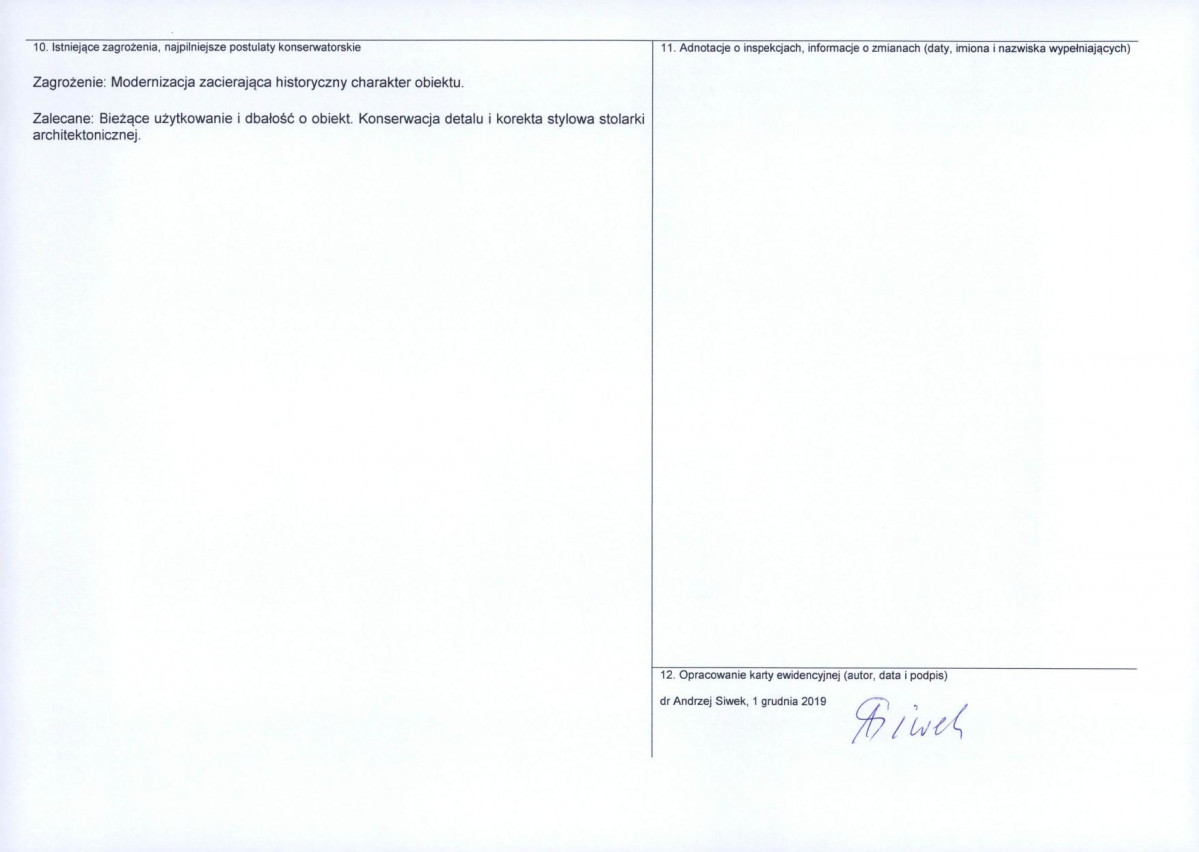 Karta obiektu niewpisanego do rejestru, skan nr 2