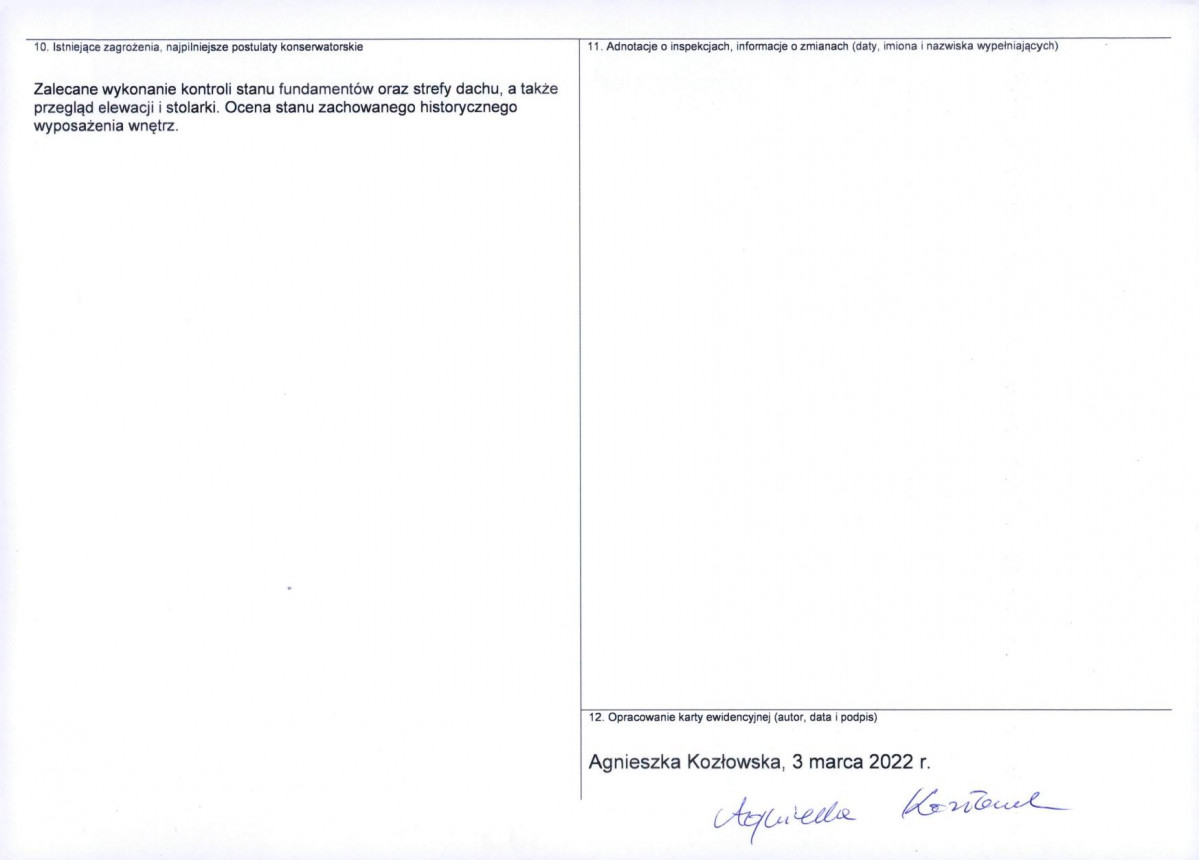 Karta obiektu niewpisanego do rejestru, skan nr 2