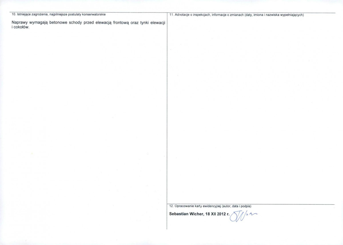 Karta obiektu niewpisanego do rejestru, skan nr 2