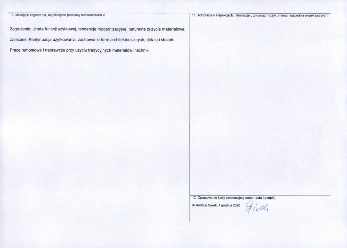 Karta obiektu niewpisanego do rejestru, skan nr 2