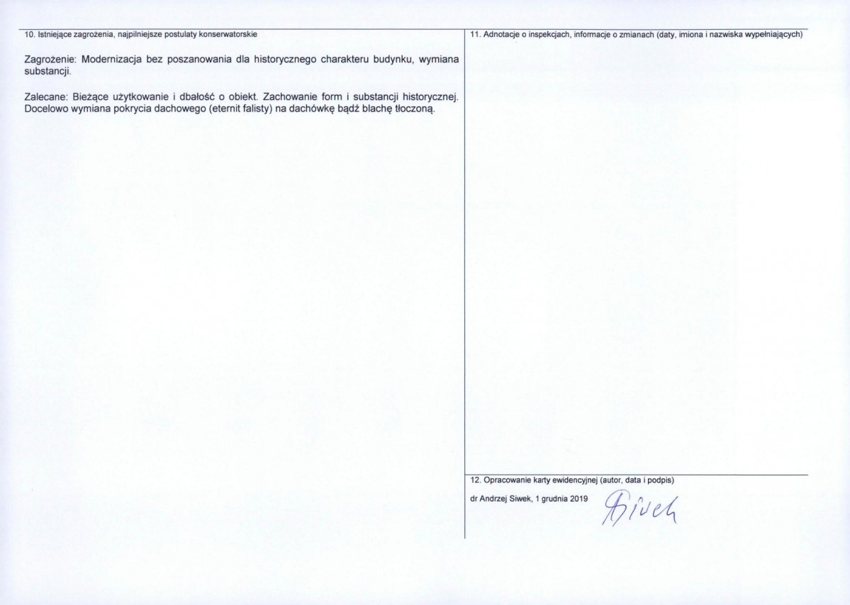 Karta obiektu niewpisanego do rejestru, skan nr 2