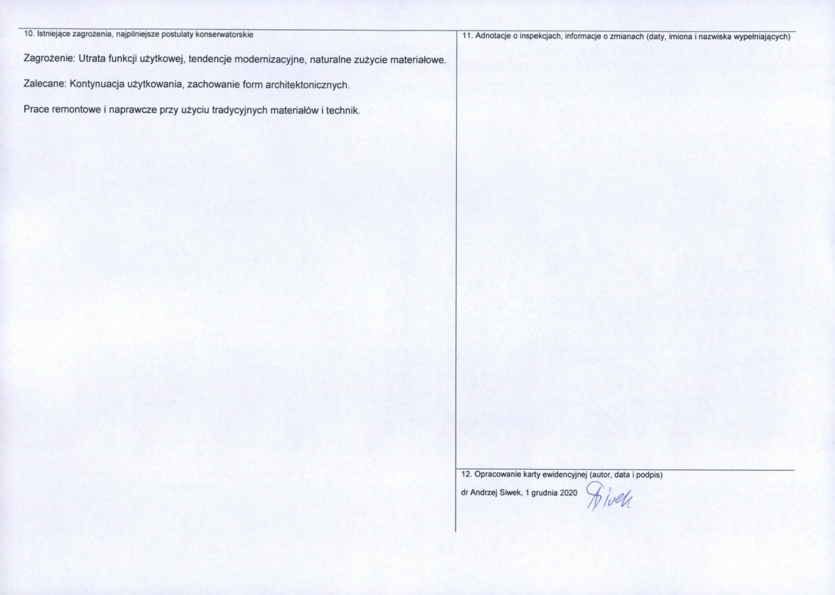 Karta obiektu niewpisanego do rejestru, skan nr 2