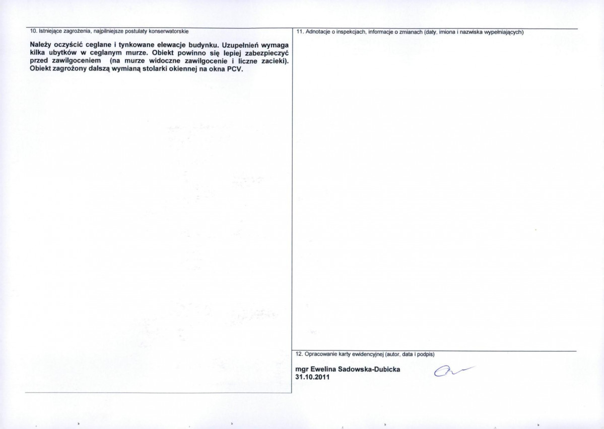 Karta obiektu niewpisanego do rejestru, skan nr 2