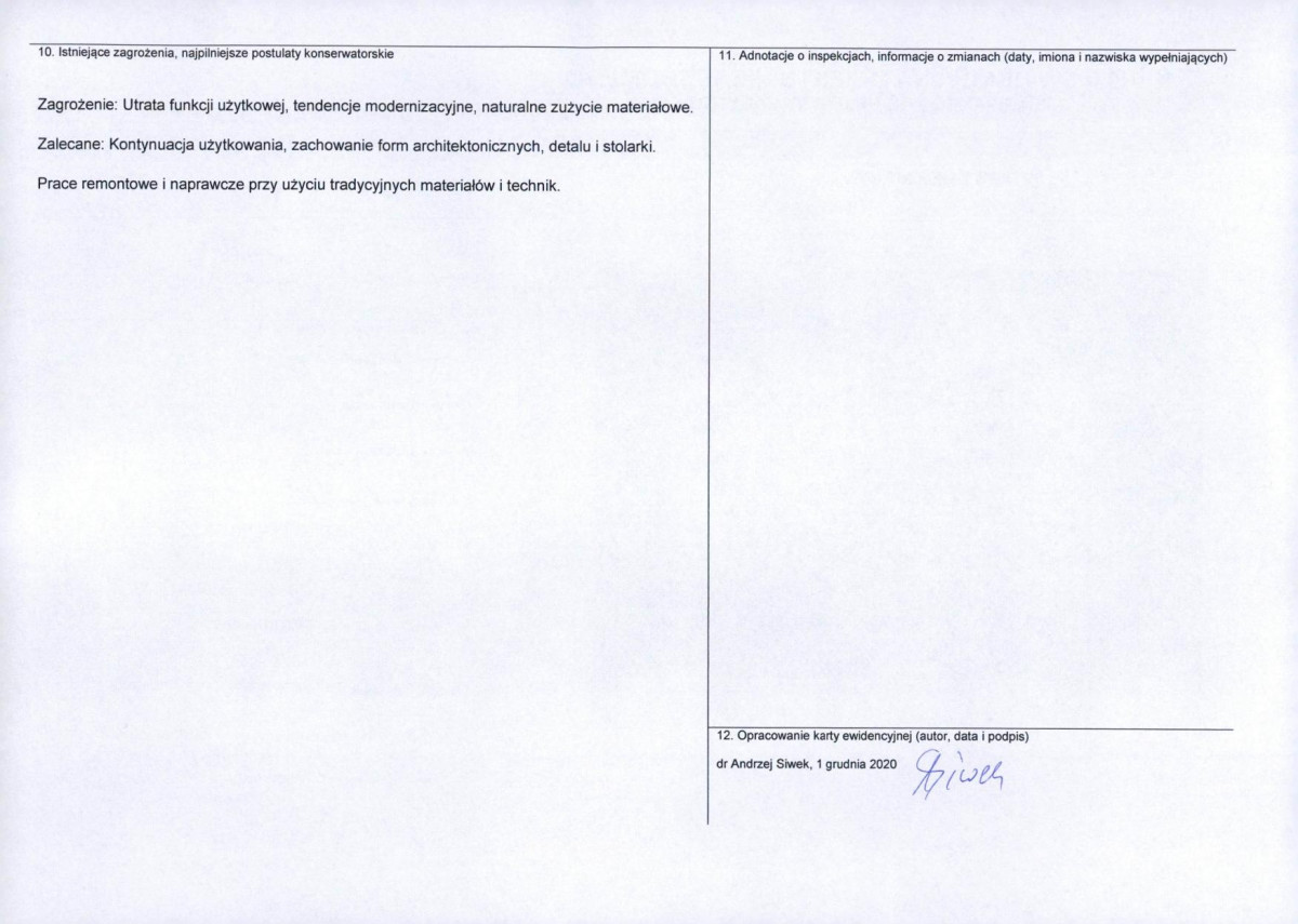 Karta obiektu niewpisanego do rejestru, skan nr 2