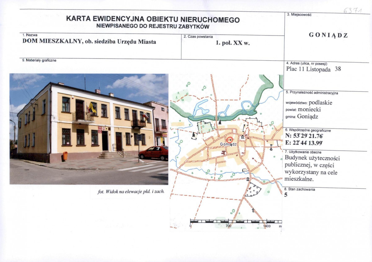 Karta obiektu niewpisanego do rejestru, skan nr 1