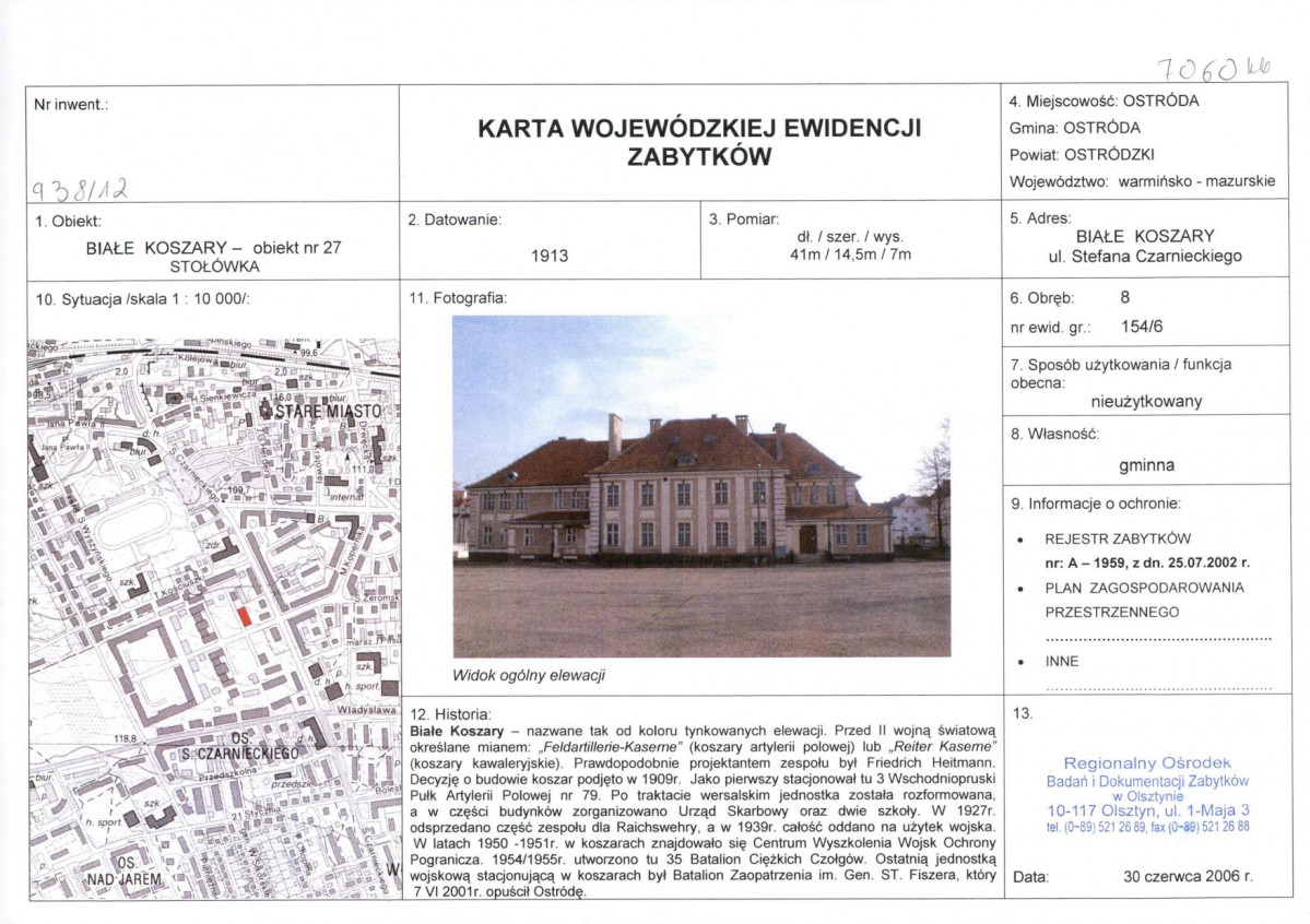 Karta obiektu niewpisanego do rejestru, skan nr 1