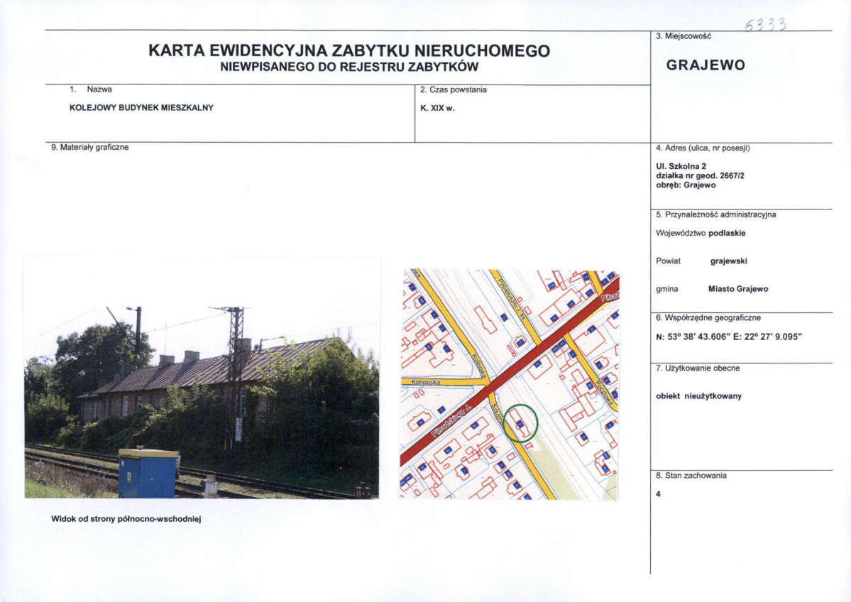 Karta obiektu niewpisanego do rejestru, skan nr 1