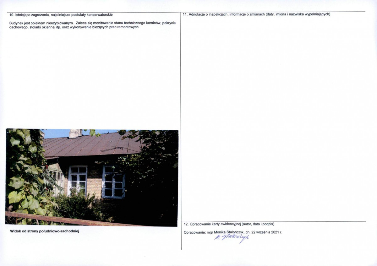 Karta obiektu niewpisanego do rejestru, skan nr 2