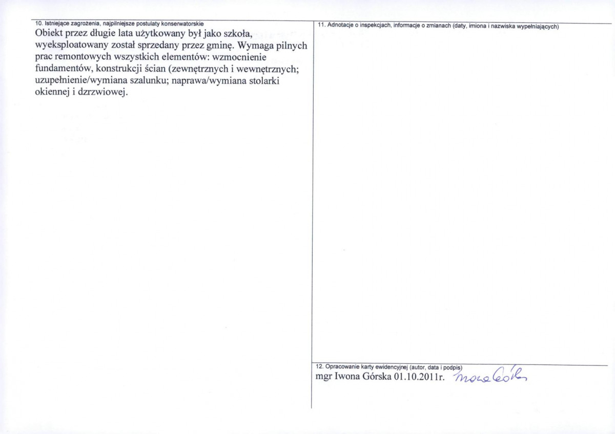 Karta obiektu niewpisanego do rejestru, skan nr 2