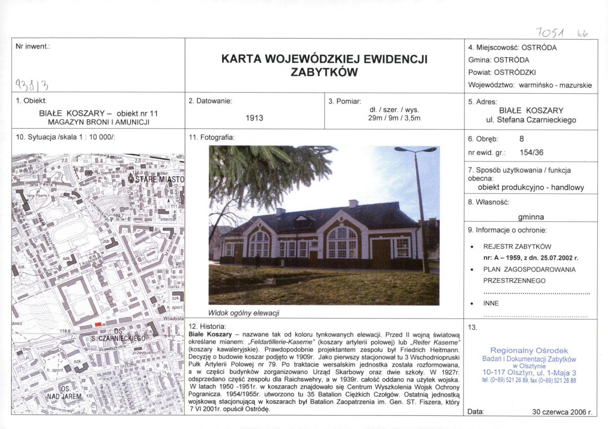 Karta obiektu niewpisanego do rejestru, skan nr 1