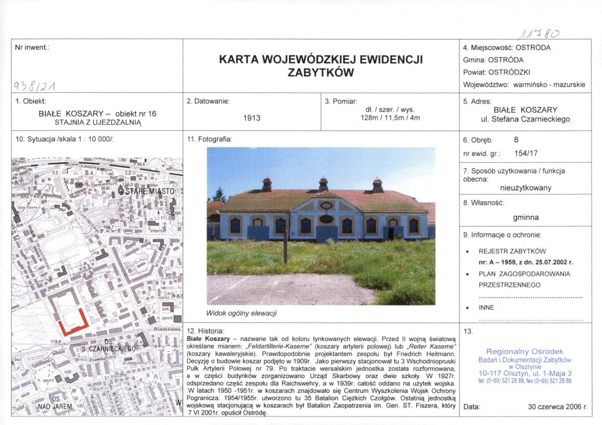 Karta obiektu niewpisanego do rejestru, skan nr 1