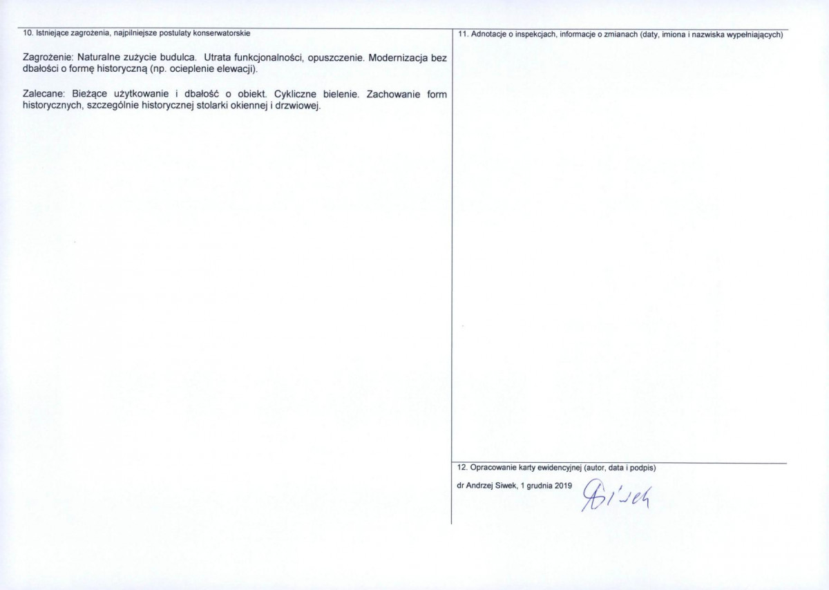 Karta obiektu niewpisanego do rejestru, skan nr 2