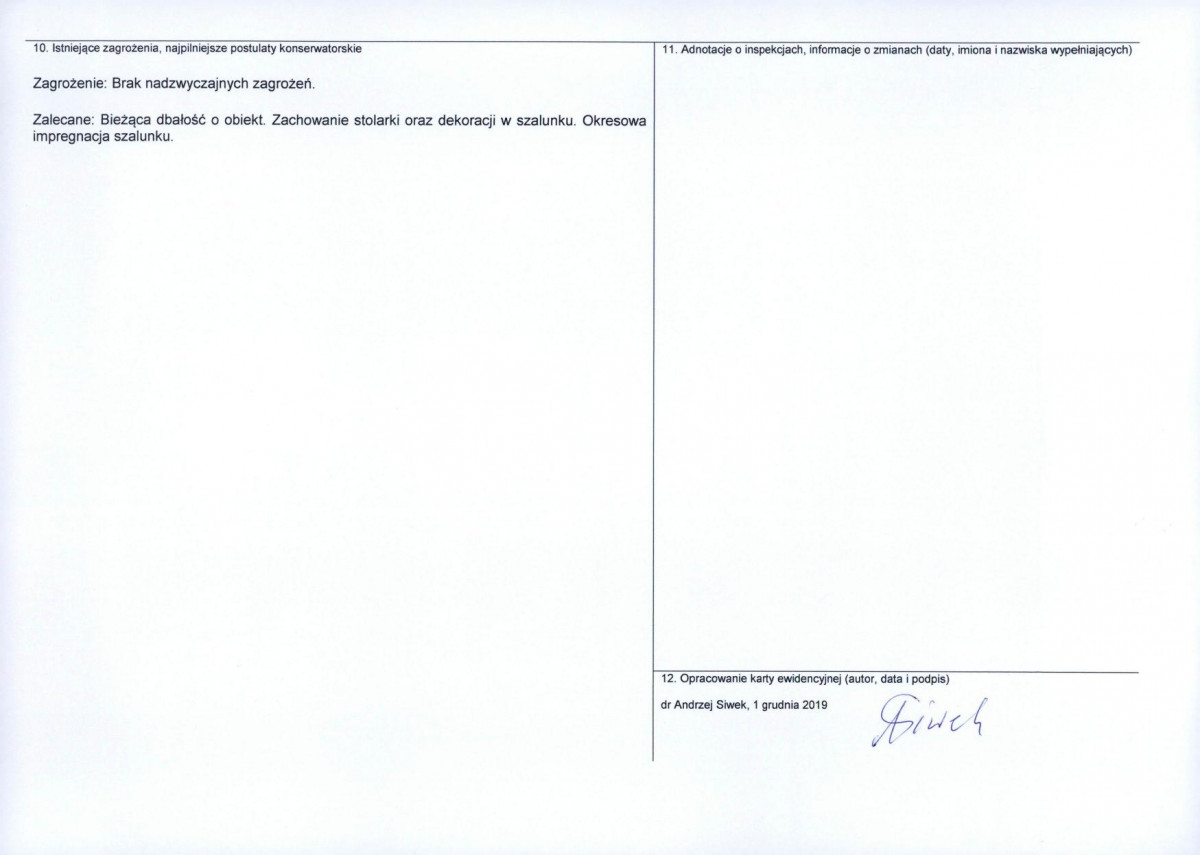 Karta obiektu niewpisanego do rejestru, skan nr 2