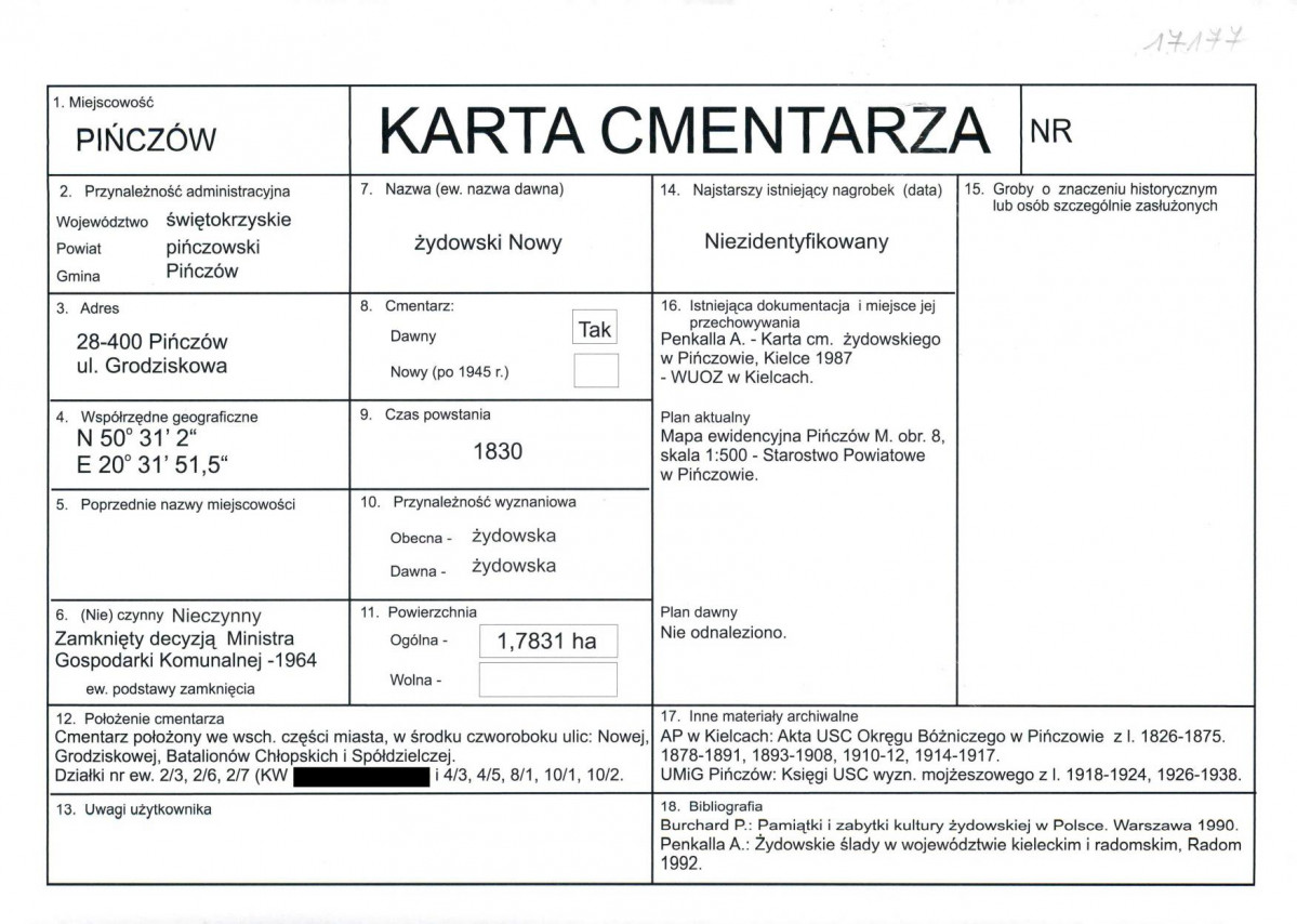KC - Karta cmentarza, skan nr 1