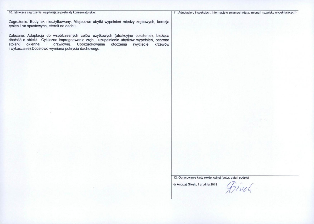 Karta obiektu niewpisanego do rejestru, skan nr 2